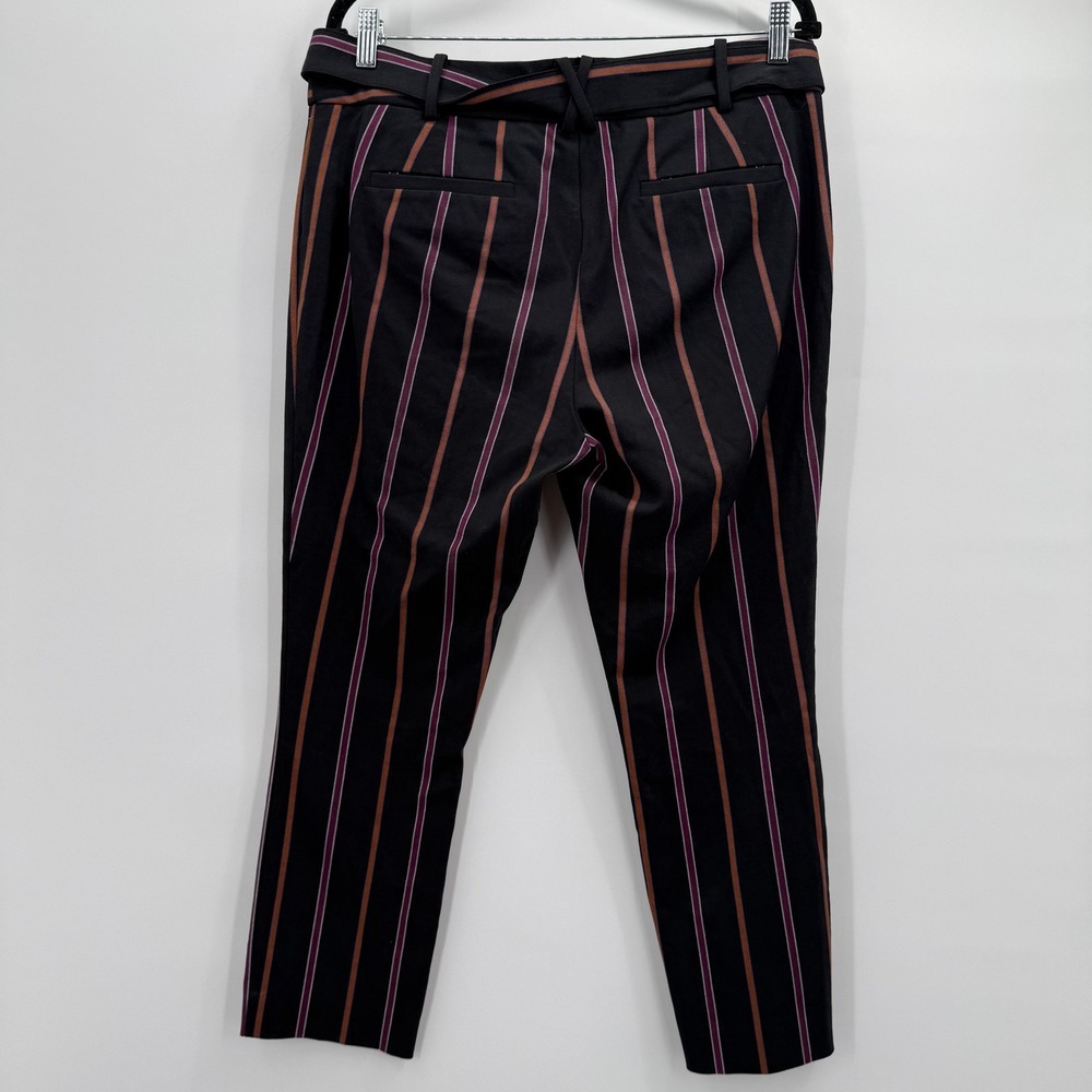 Derek Lam 10 Crosby Pants Womens 8 Navy Blue Striped Belted Twill Tapered Ankle - Picture 4 of 15